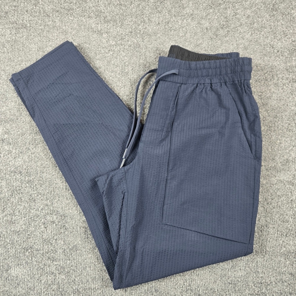 Lululemon Lab Joggers Mens M Navy Blue Seersucker Textured Athletic Pants